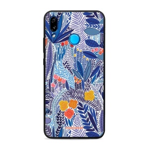 Lesklý kryt Mobiwear Glossy - Huawei P20 Lite - G037G - Modrá květena