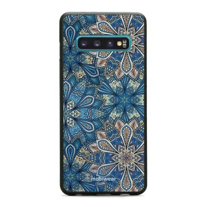 Lesklý kryt Mobiwear Glossy - Samsung Galaxy S10 - G038G - Modré mandala květy - VÝPRODEJ
