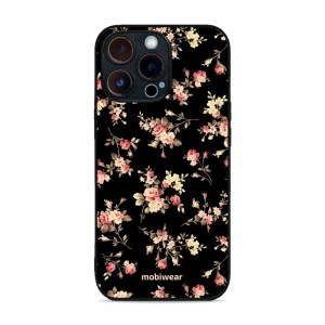 Lesklý kryt Mobiwear Glossy - Apple iPhone 13 Pro - G039G - Květy na černé - VÝPRODEJ