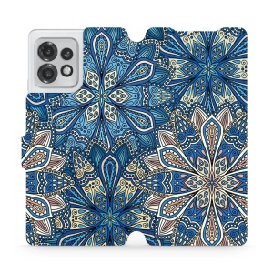 Knížkové flip pouzdro Mobiwear - Motorola Edge 40 Pro - V108P Modré mandala květy - VÝPRODEJ