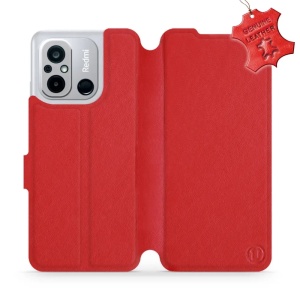Kožené flip pouzdro Mobiwear - Xiaomi Redmi 12C - Červené