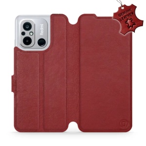 Kožené flip pouzdro Mobiwear - Xiaomi Redmi 12C - Tmavě červené
