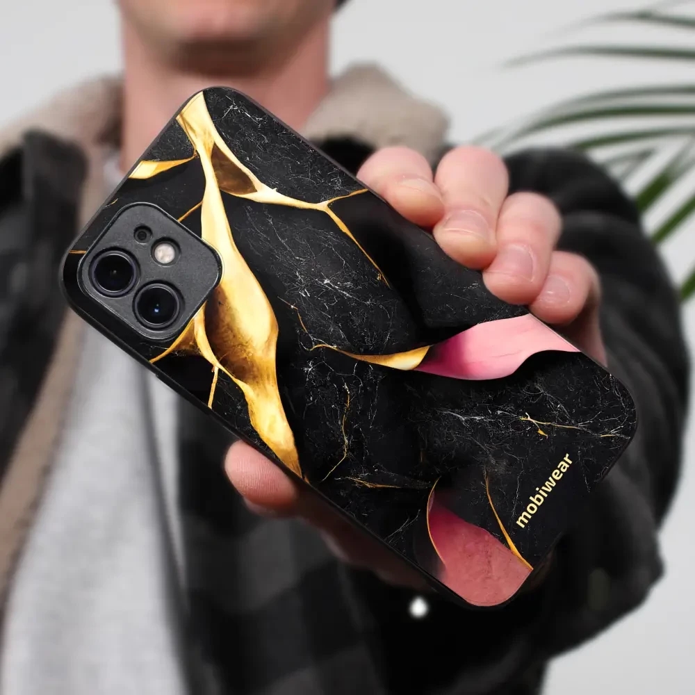 Lesklý kryt Mobiwear Glossy - Samsung Galaxy S21 Ultra - G021G Černý a zlatavý mramor