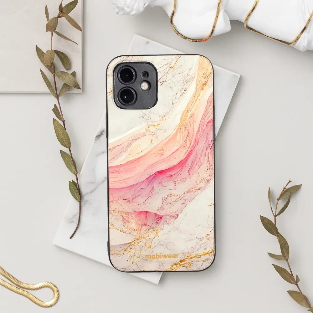 Lesklý kryt Mobiwear Glossy - Samsung Galaxy S21 Ultra - G027G - Růžový a zlatavý mramor