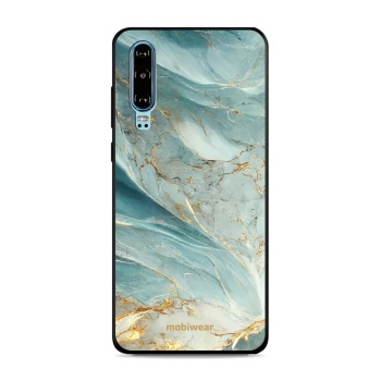 Lesklý kryt Mobiwear Glossy - Huawei P30 - G022G Zelenkavý a zlatavý mramor - VÝPRODEJ