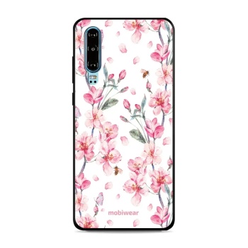 Lesklý kryt Mobiwear Glossy - Huawei P30 - G033G - Růžové květy - VÝPRODEJ
