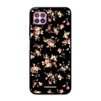 Prémiový lesklý kryt Mobiwear Glossy na mobil Huawei P40 Lite - G039G - Květy na černé - VÝPRODEJ