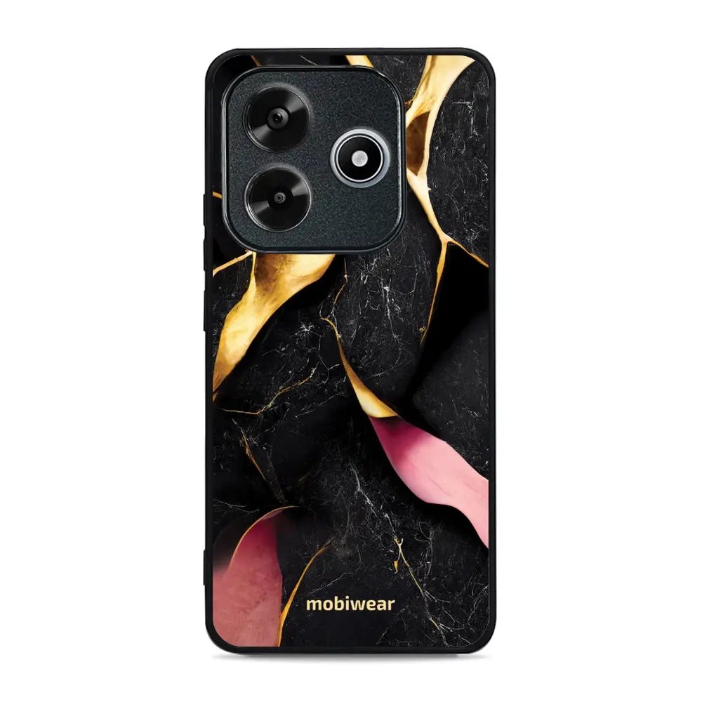 Lesklý kryt Mobiwear Glossy - Xiaomi Redmi Note 14 5G - G021G Černý a zlatavý mramor