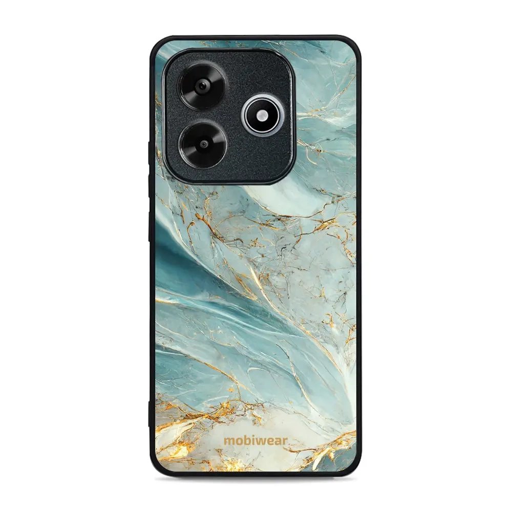 Lesklý kryt Mobiwear Glossy - Xiaomi Redmi Note 14 5G - G022G Zelenkavý a zlatavý mramor