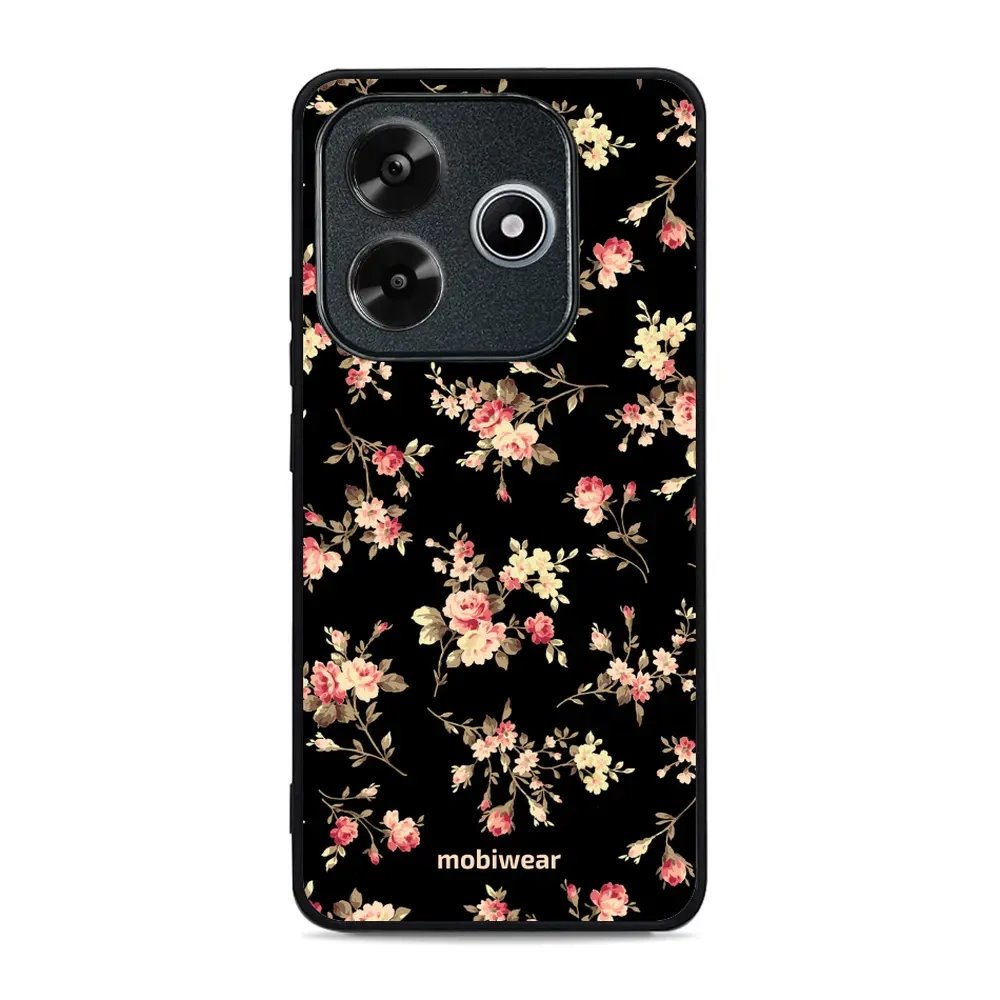 Lesklý kryt Mobiwear Glossy - Xiaomi Redmi Note 14 5G - G039G - Květy na černé