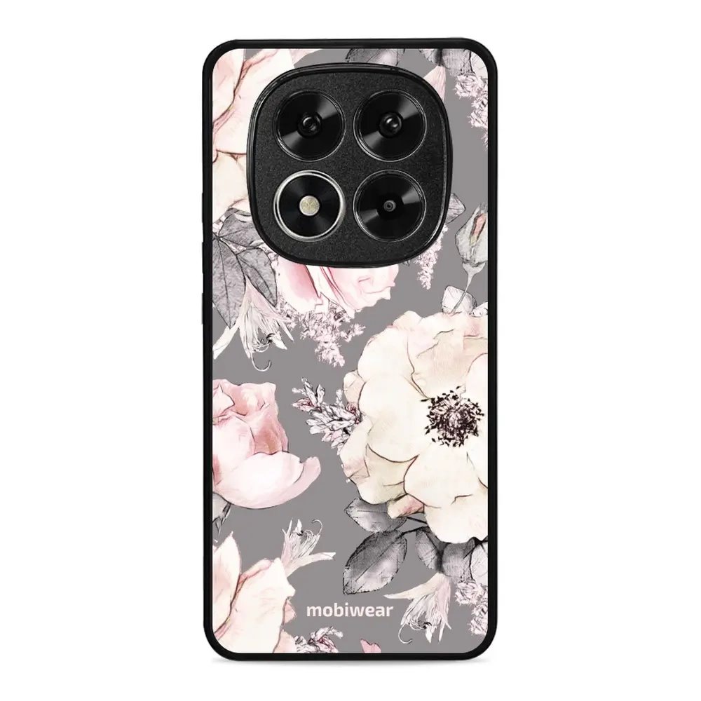 Lesklý kryt Mobiwear Glossy - Xiaomi Redmi Note 14 Pro 5G - G034G - Květy na šedém pozadí