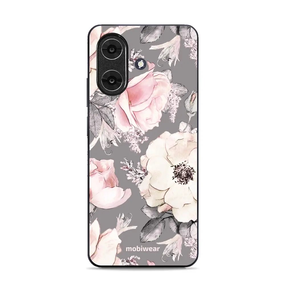 Lesklý kryt Mobiwear Glossy - Realme Note 60 - G034G - Květy na šedém pozadí