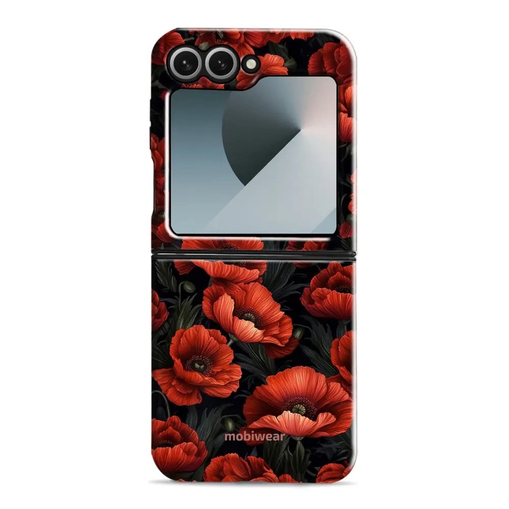 Odolný obal Mobiwear Elite Pro - Samsung Galaxy Z Flip 6 - EP45E Temné červené květy