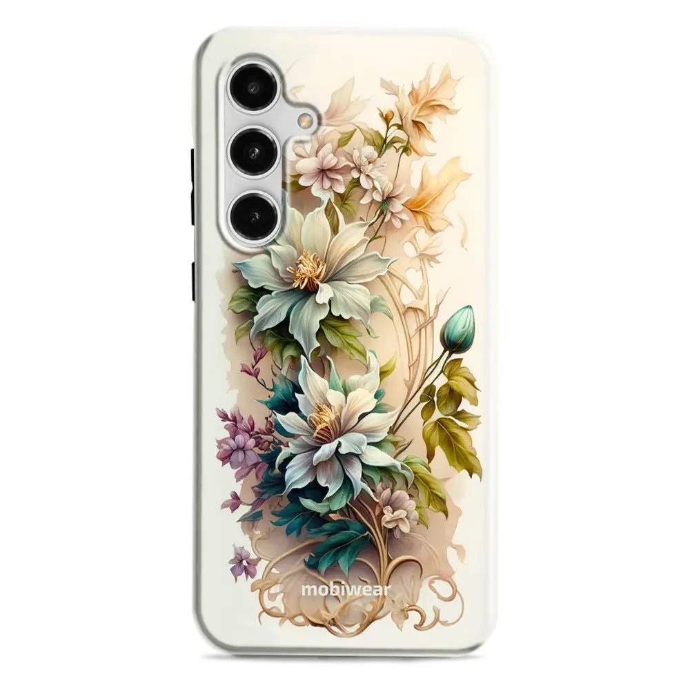 Odolný obal Mobiwear Elite Pro - Samsung Galaxy S24 FE - E014E Krémové květy