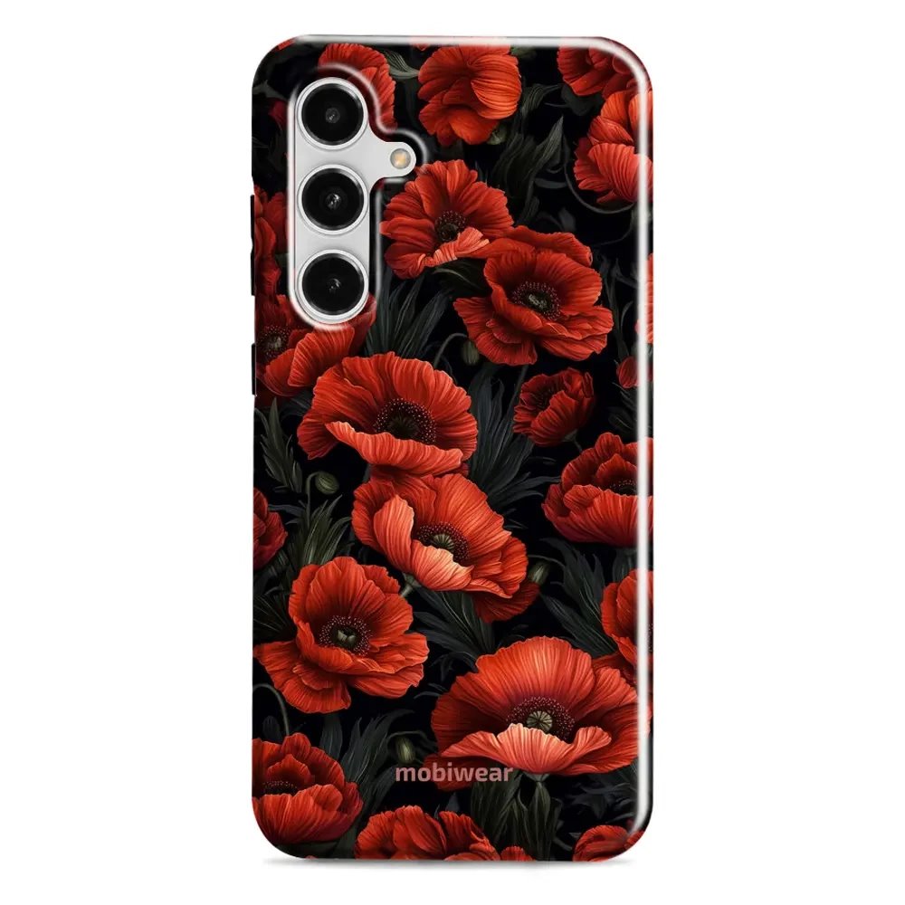 Odolný obal Mobiwear Elite Pro - Samsung Galaxy S24 FE - EP45E Temné červené květy