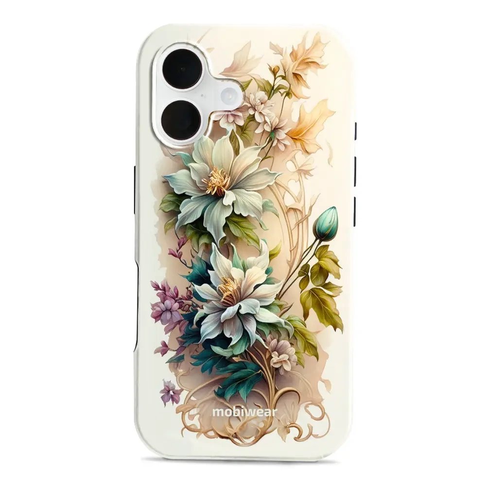Odolný obal Mobiwear Elite Pro - Apple iPhone 16 - E014E Krémové květy