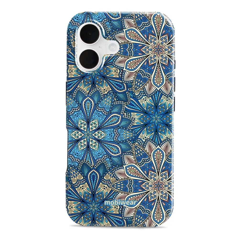 Odolný obal Mobiwear Elite Pro - Apple iPhone 16 - E108E Modré mandala květy