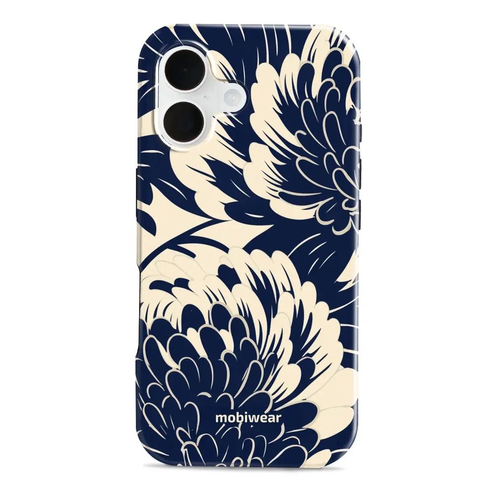 Odolný obal Mobiwear Elite Pro - Apple iPhone 16 - EA40E Modré a béžové květy