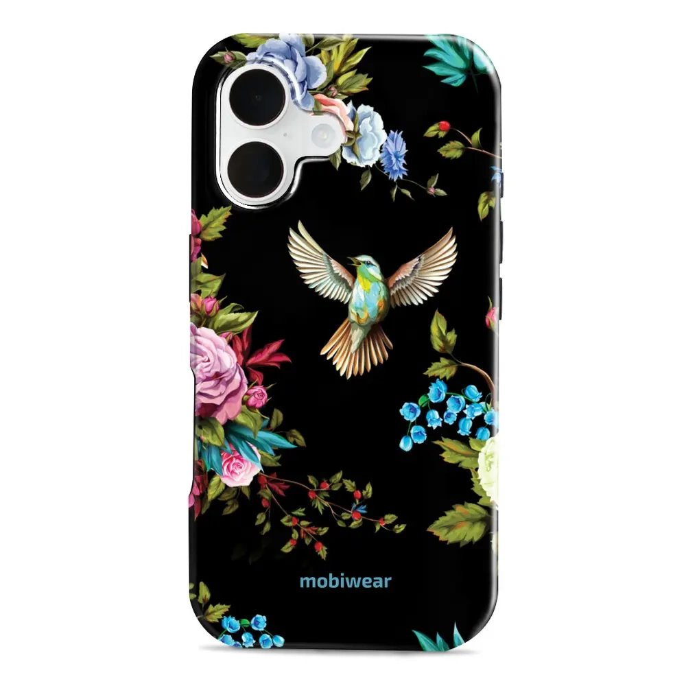 Odolný obal Mobiwear Elite Pro - Apple iPhone 16 - ED09E Ptáček a květy