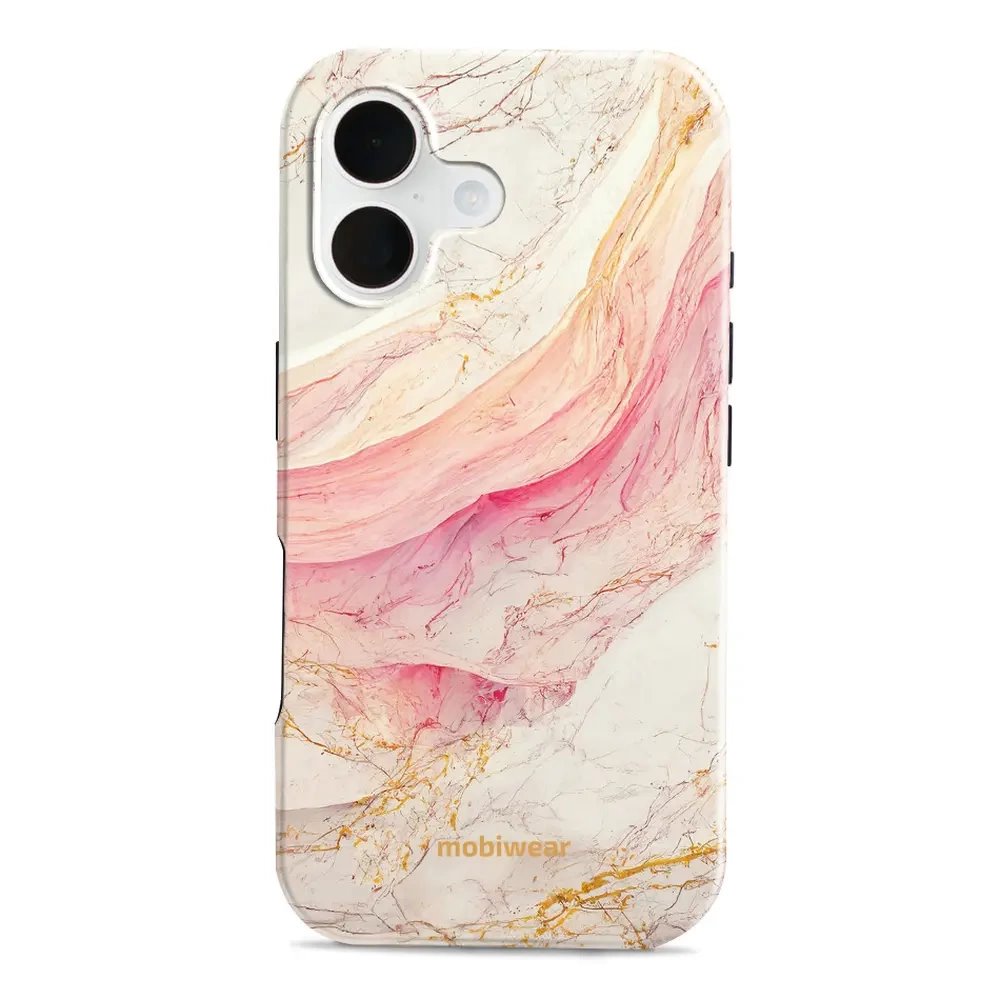 Odolný obal Mobiwear Elite Pro - Apple iPhone 16 - EP32E Růžový a zlatavý mramor