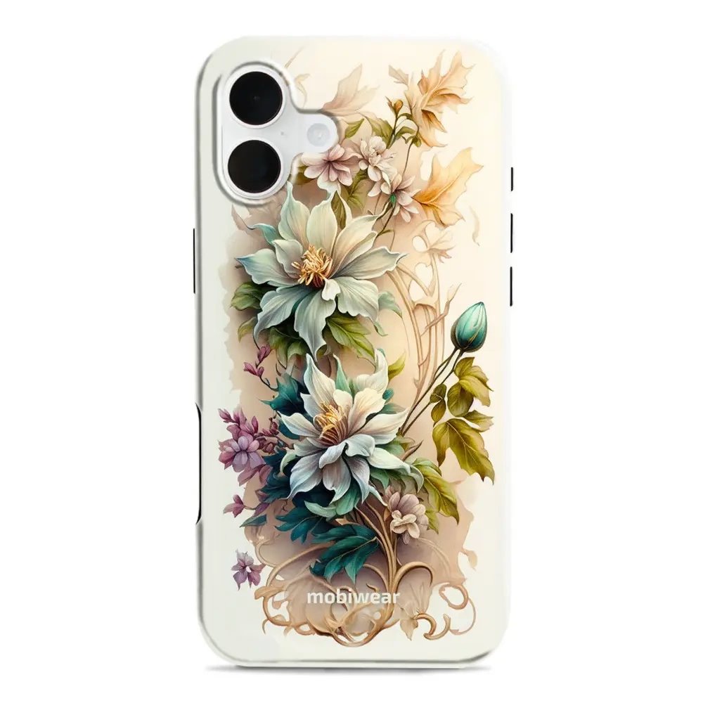 Odolný obal Mobiwear Elite Pro - Apple iPhone 16 Plus - E014E Krémové květy