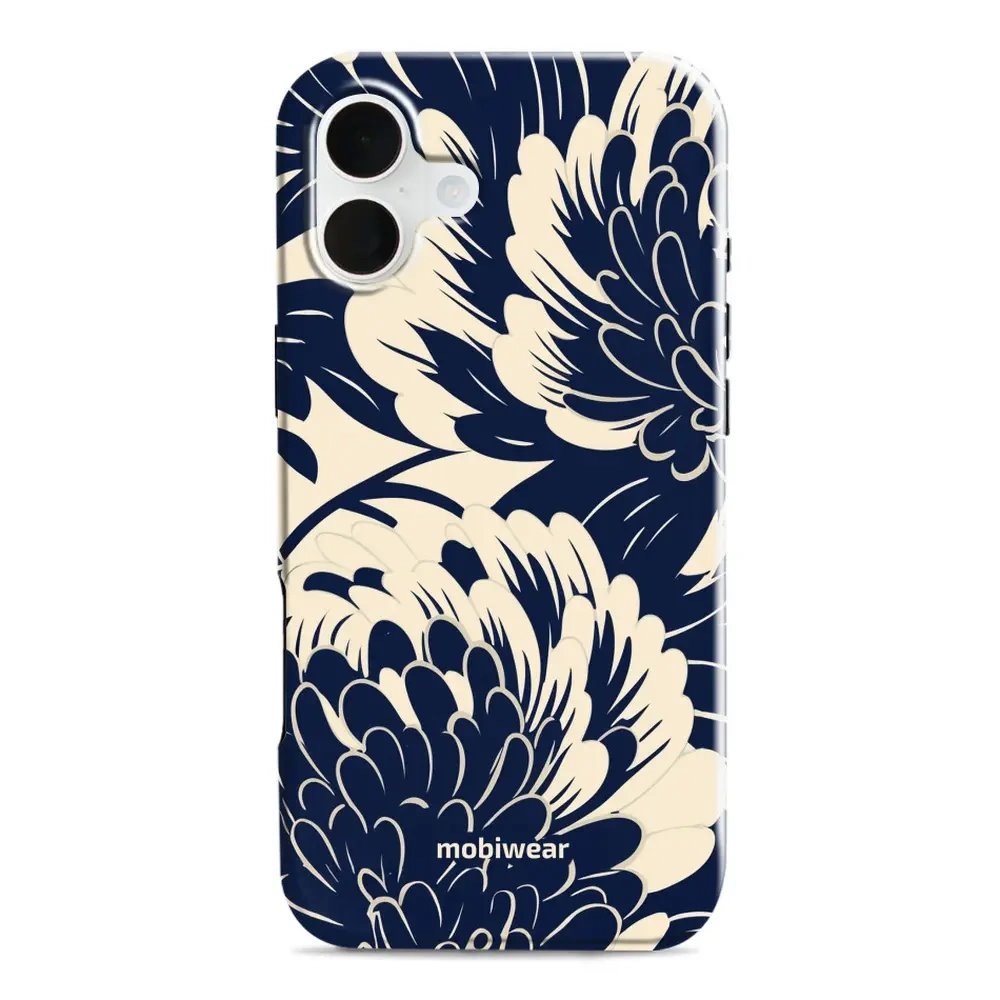 Odolný obal Mobiwear Elite Pro - Apple iPhone 16 Plus - EA40E Modré a béžové květy