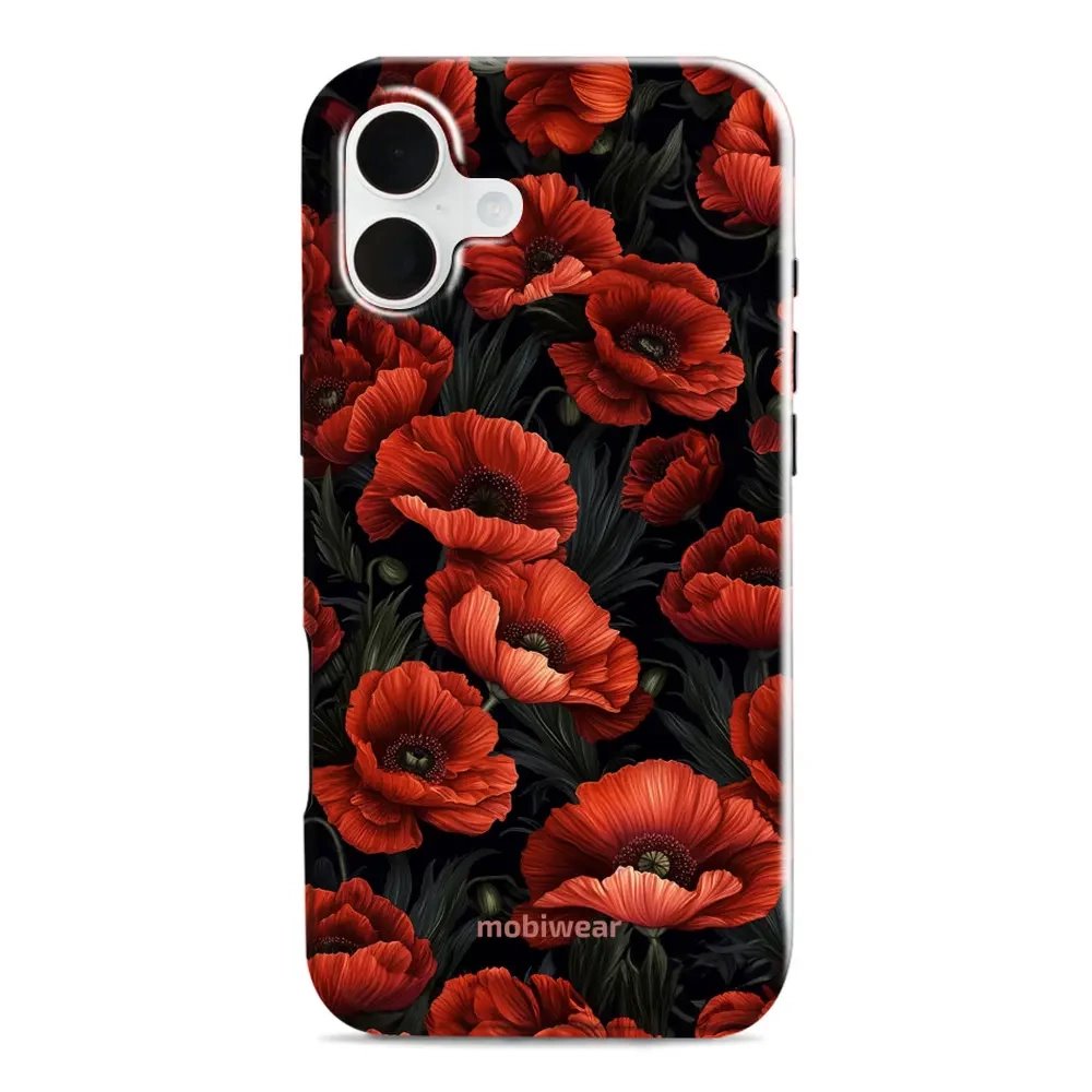 Odolný obal Mobiwear Elite Pro - Apple iPhone 16 Plus - EP45E Temné červené květy