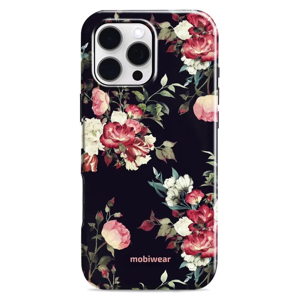 Odolný obal Mobiwear Elite Pro - Apple iPhone 16 Pro Max - ED11E Růže na černé