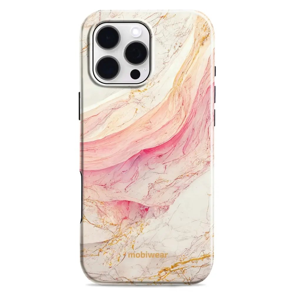 Odolný obal Mobiwear Elite Pro - Apple iPhone 16 Pro Max - EP32E Růžový a zlatavý mramor