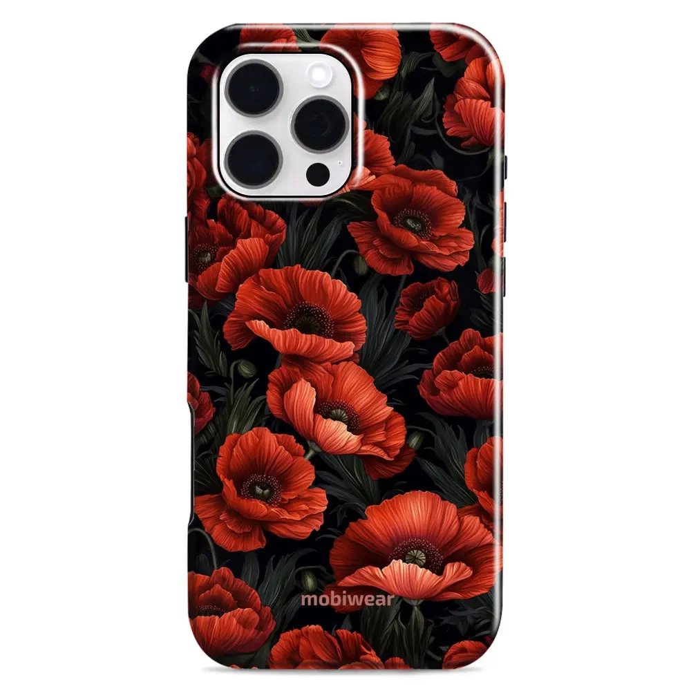 Odolný obal Mobiwear Elite Pro - Apple iPhone 16 Pro Max - EP45E Temné červené květy