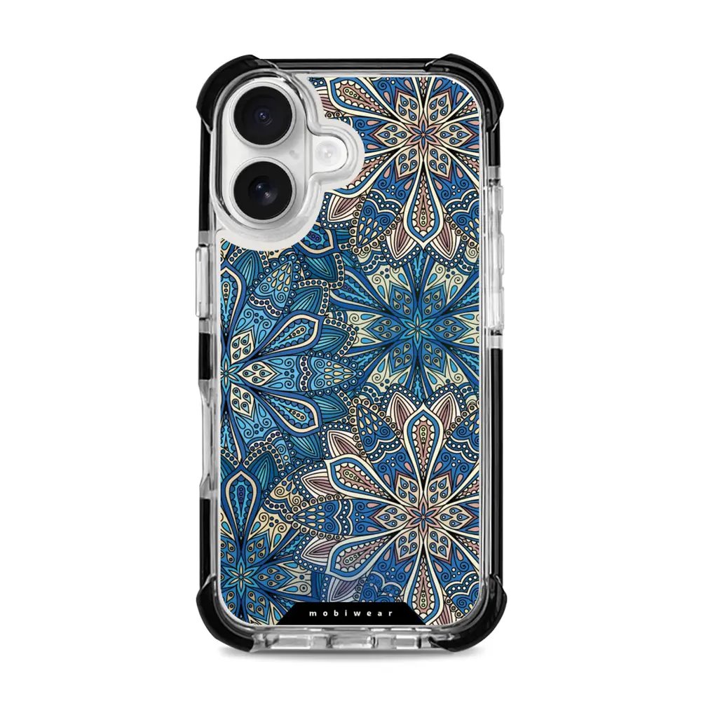 Odolný obal Mobiwear MagSafe Elite Bumper - Apple iPhone 16 - D015D Modré mandala květy