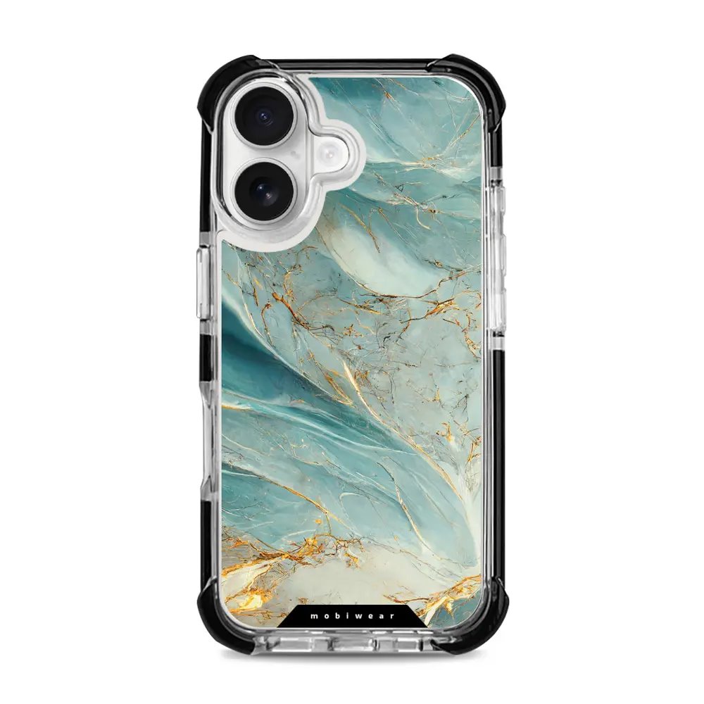 Odolný obal Mobiwear MagSafe Elite Bumper - Apple iPhone 16 - D016D Zelenkavý a zlatavý mramor