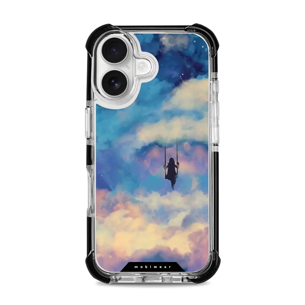 Odolný obal Mobiwear MagSafe Elite Bumper - Apple iPhone 16 - D021D Dívka na houpačce v oblacích