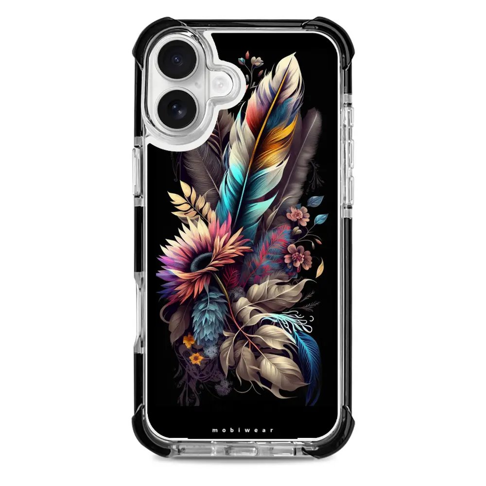 Odolný obal Mobiwear MagSafe Elite Bumper - Apple iPhone 16 Plus - D011D Kytice s pírkem