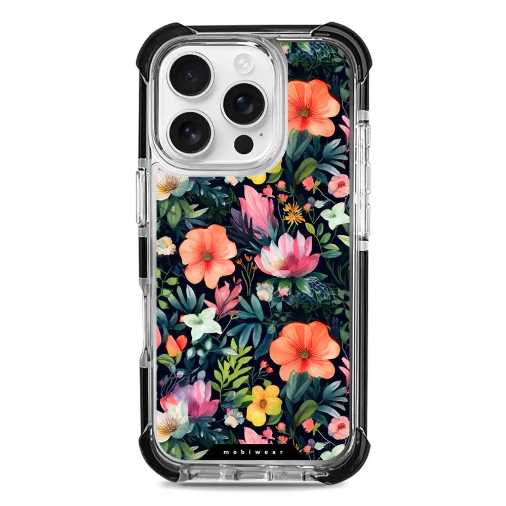 Odolný obal Mobiwear MagSafe Elite Bumper - Apple iPhone 16 Pro - D009D Pestré kvítky