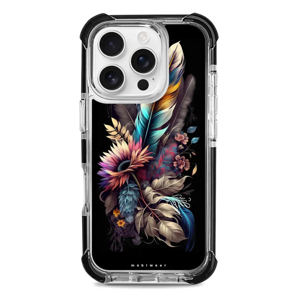 Odolný obal Mobiwear MagSafe Elite Bumper - Apple iPhone 16 Pro - D011D Kytice s pírkem
