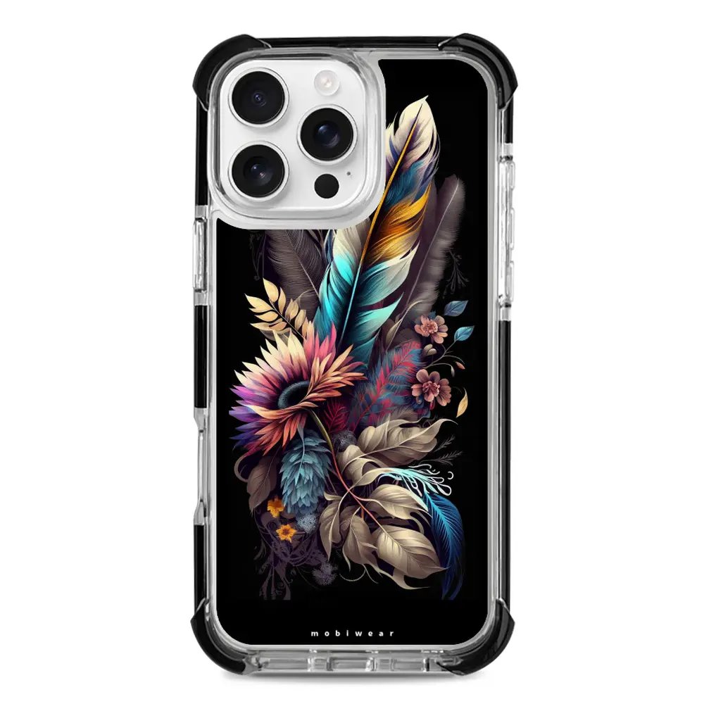 Odolný obal Mobiwear MagSafe Elite Bumper - Apple iPhone 16 Pro Max - D011D Kytice s pírkem