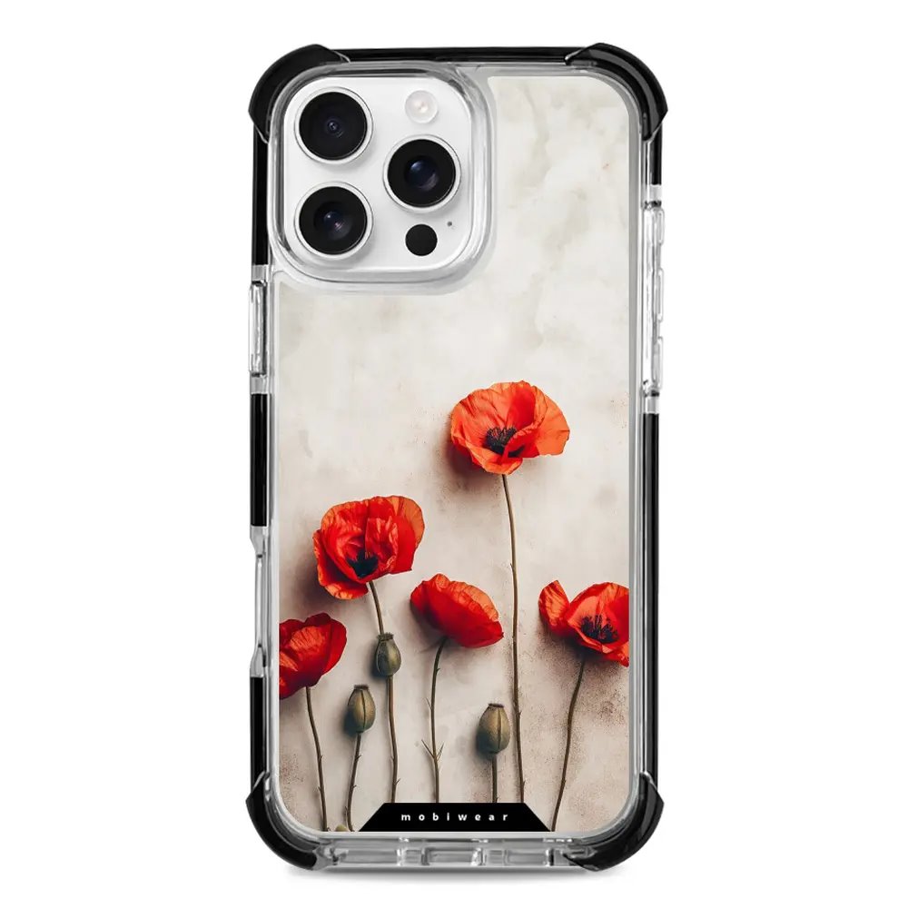 Odolný obal Mobiwear MagSafe Elite Bumper - Apple iPhone 16 Pro Max - D012D Vlčí máky