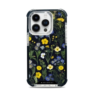 Odolný obal Mobiwear MagSafe Elite Bumper - Apple iPhone 14 Pro - D004D Kvítky v černé