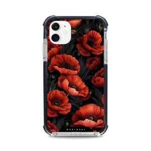 Odolný obal Mobiwear MagSafe Elite Bumper - Apple iPhone 11 - D006D Temné červené květy