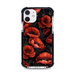 Odolný obal Mobiwear MagSafe Elite Bumper - Apple iPhone 12 - D006D Temné červené květy
