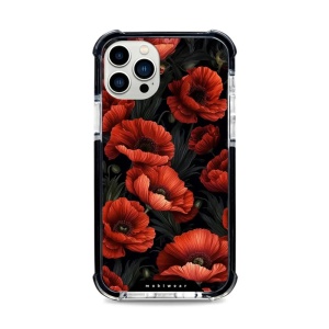 Odolný obal Mobiwear MagSafe Elite Bumper - Apple iPhone 12 Pro - D006D Temné červené květy