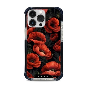 Odolný obal Mobiwear MagSafe Elite Bumper - Apple iPhone 13 Pro - D006D Temné červené květy
