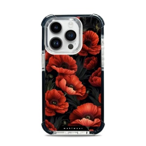 Odolný obal Mobiwear MagSafe Elite Bumper - Apple iPhone 14 Pro - D006D Temné červené květy