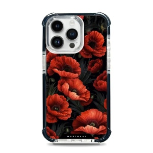 Odolný obal Mobiwear MagSafe Elite Bumper - Apple iPhone 14 Pro Max - D006D Temné červené květy