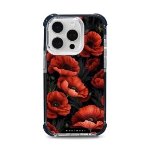 Odolný obal Mobiwear MagSafe Elite Bumper - Apple iPhone 15 Pro - D006D Temné červené květy