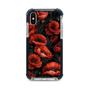 Odolný obal Mobiwear MagSafe Elite Bumper - Apple iPhone X / XS - D006D Temné červené květy
