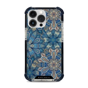Ultimátní odolný kryt Mobiwear MagSafe Elite Bumper pro Apple iPhone 13 Pro - D015D Modré mandala květy - VÝPRODEJ