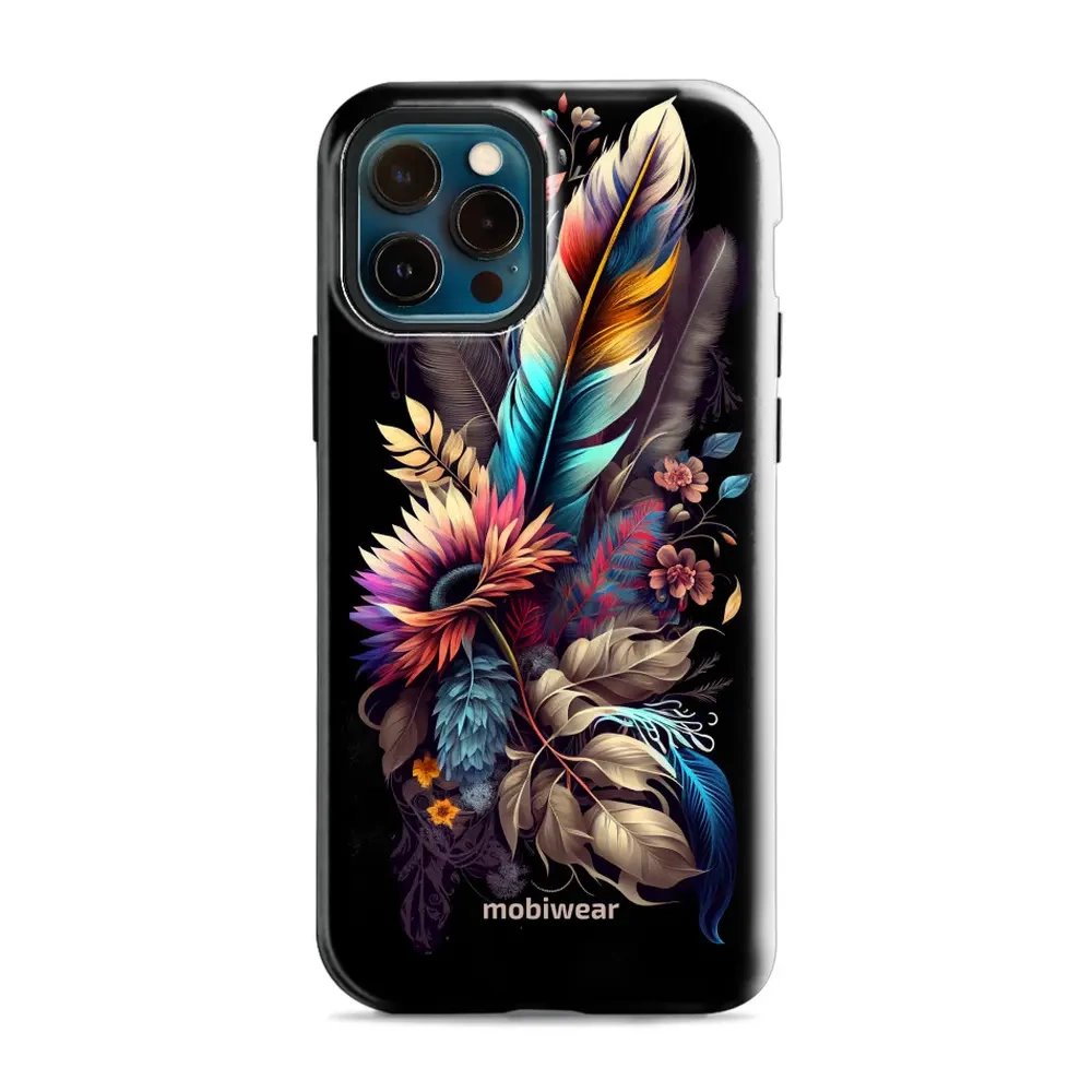 Odolný obal Mobiwear Elite Pro - Apple iPhone 12 / 12 Pro - E011E Kytice s pírkem
