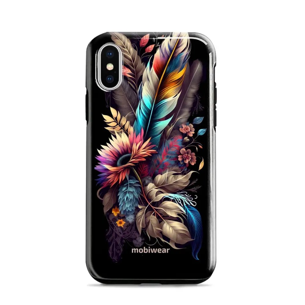 Odolný obal Mobiwear Elite Pro - Apple iPhone X / XS - E011E Kytice s pírkem